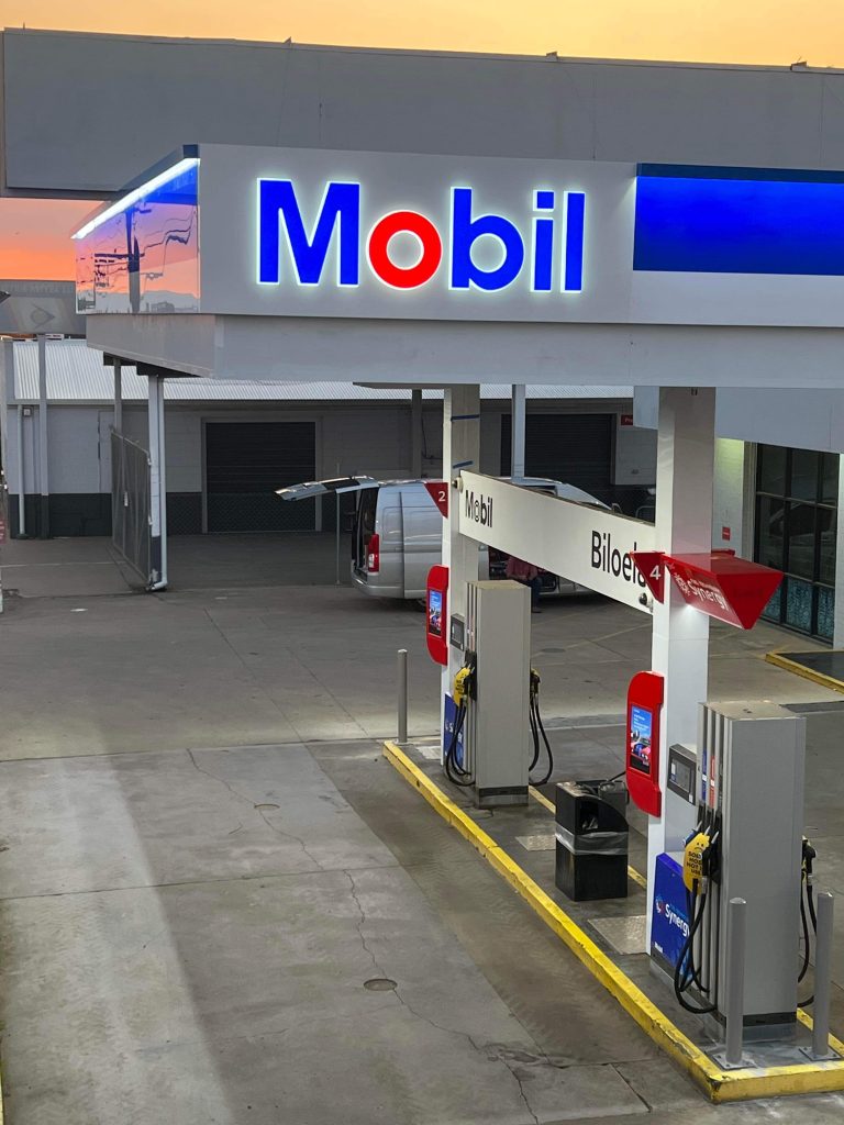 outdoor illuminated signage installed at a petrol station in Gold Coast